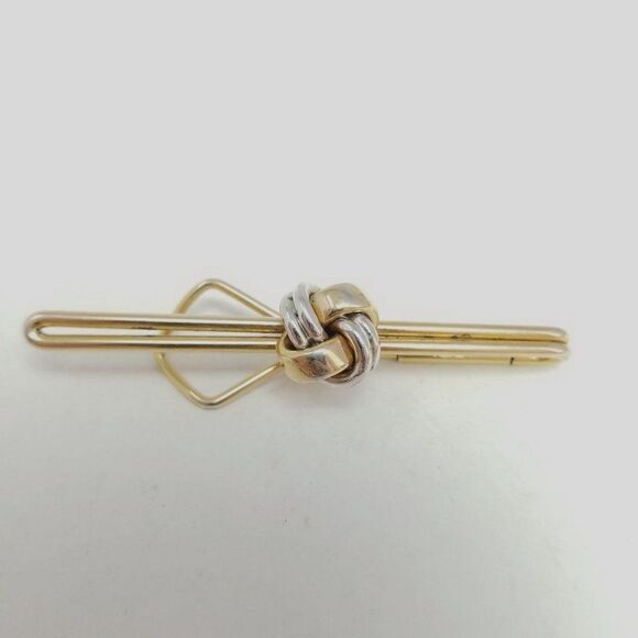 Vintage Swank Gold Tone Knot Design Tie Clip, Bar Design, Classic Retro Style - Picture 1 of 7